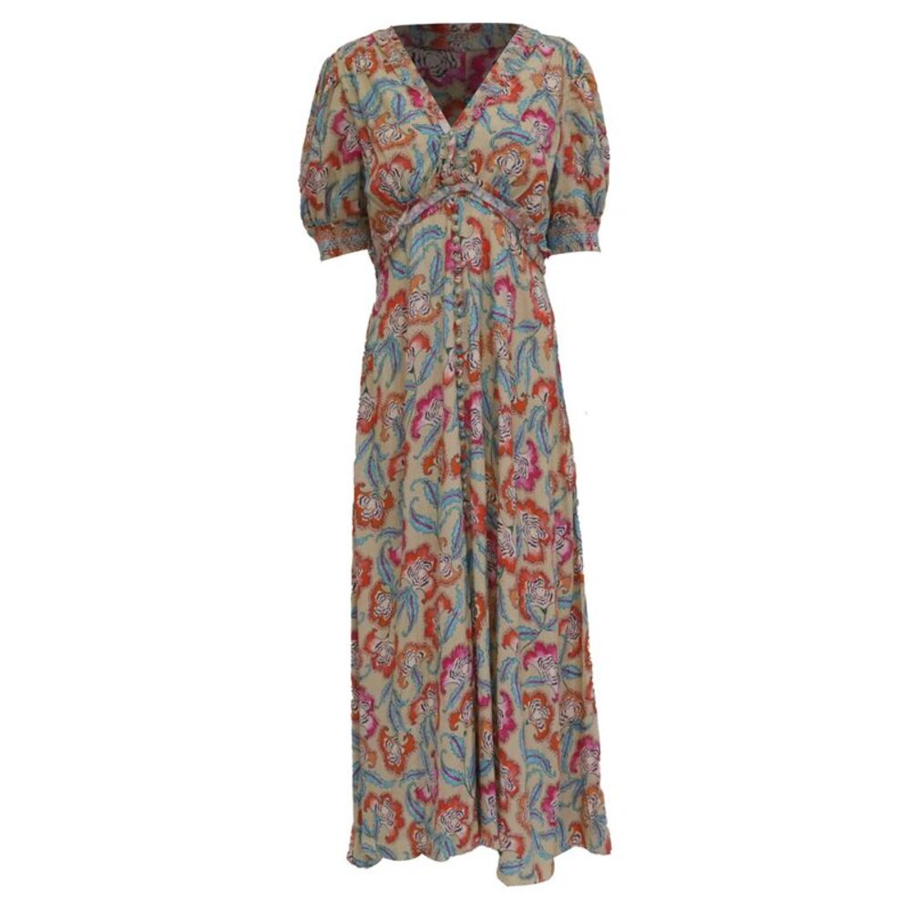 Saloni Lea Printed Midi Dress in Multicolor Viscose